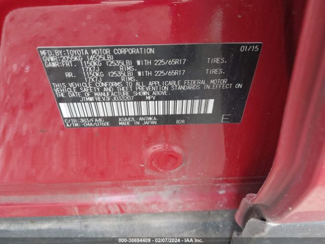 Photo 8 VIN: JTMWFREV3FJ033207 - TOYOTA RAV4 