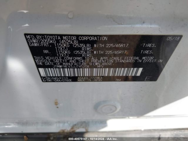 Photo 8 VIN: JTMWFREV3JJ745208 - TOYOTA RAV4 