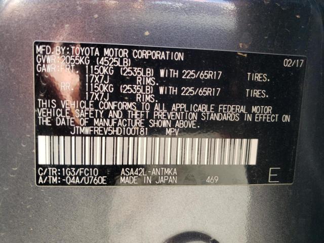 Photo 9 VIN: JTMWFREV5HD100181 - TOYOTA RAV4 XLE 