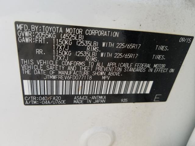 Photo 9 VIN: JTMWFREV6FD077118 - TOYOTA RAV4 XLE 