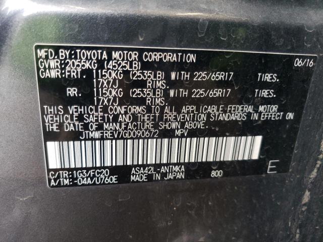 Photo 12 VIN: JTMWFREV7GD090672 - TOYOTA RAV4 XLE 