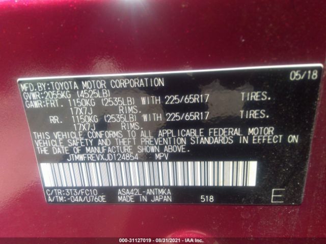 Photo 8 VIN: JTMWFREVXJD124854 - TOYOTA RAV4 