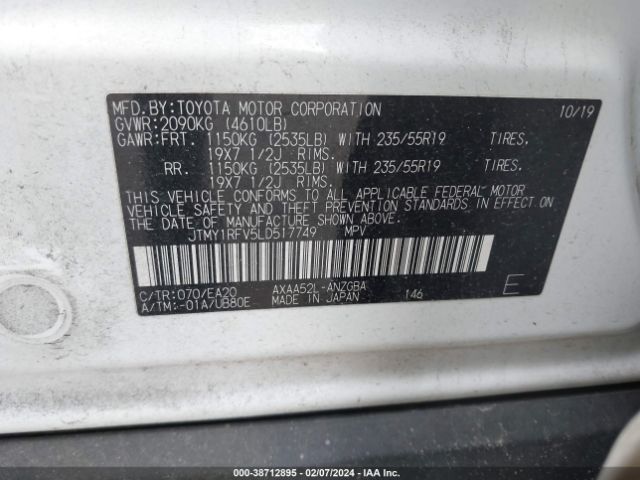 Photo 8 VIN: JTMY1RFV5LD517749 - TOYOTA RAV4 