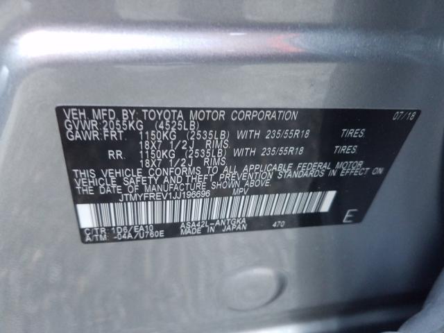 Photo 9 VIN: JTMYFREV1JJ196696 - TOYOTA RAV4 LIMIT 