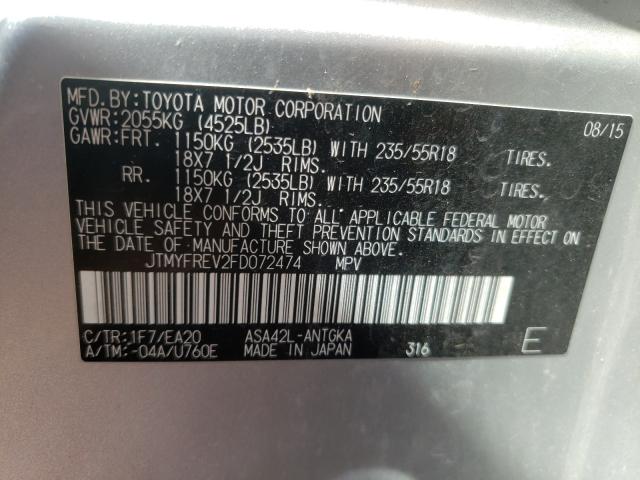 Photo 9 VIN: JTMYFREV2FD072474 - TOYOTA RAV4 LIMIT 