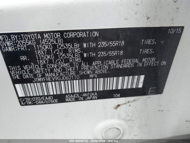 Photo 8 VIN: JTMYFREV9GJ062110 - TOYOTA RAV4 