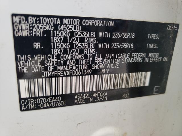 Photo 9 VIN: JTMYFREVXFD061349 - TOYOTA RAV4 LIMIT 