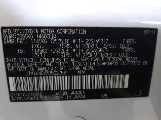 Photo 9 VIN: JTMYK4DV3B5027581 - TOYOTA RAV4 LIMIT 