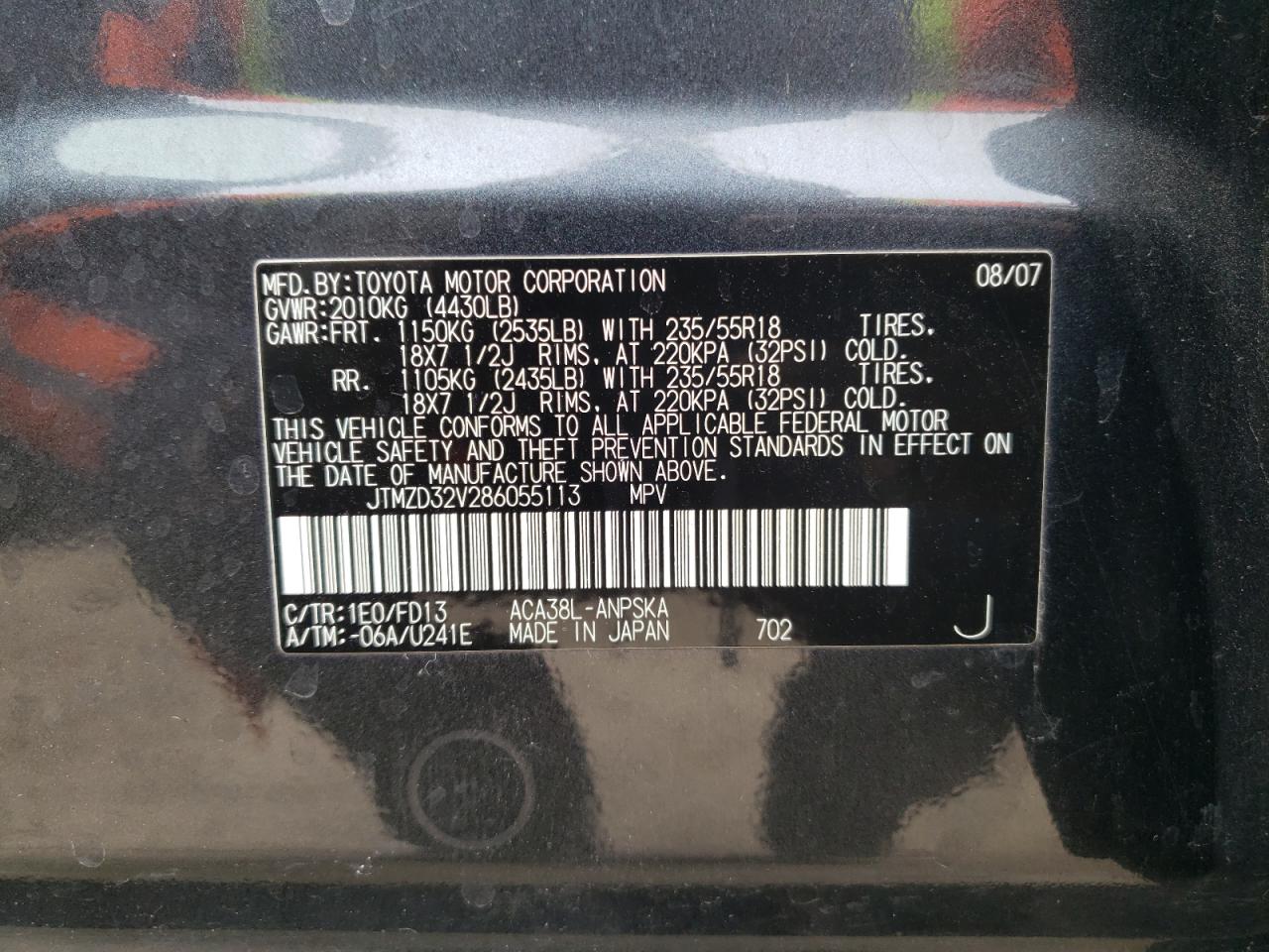 Photo 12 VIN: JTMZD32V286055113 - TOYOTA RAV 4 