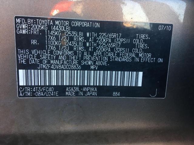 Photo 9 VIN: JTMZF4DV8AD028836 - TOYOTA RAV4 