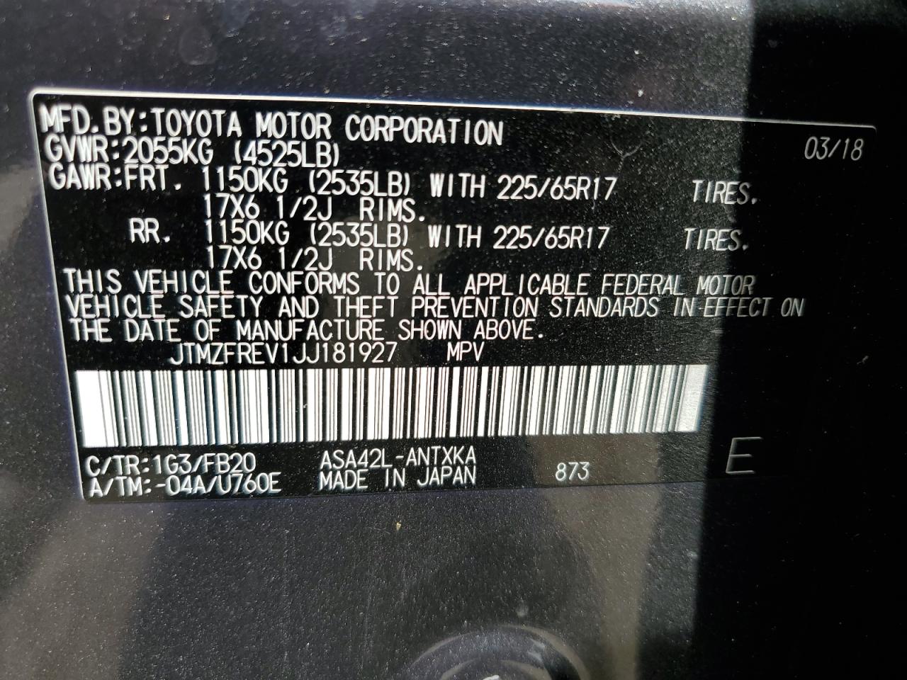 Photo 12 VIN: JTMZFREV1JJ181927 - TOYOTA RAV 4 