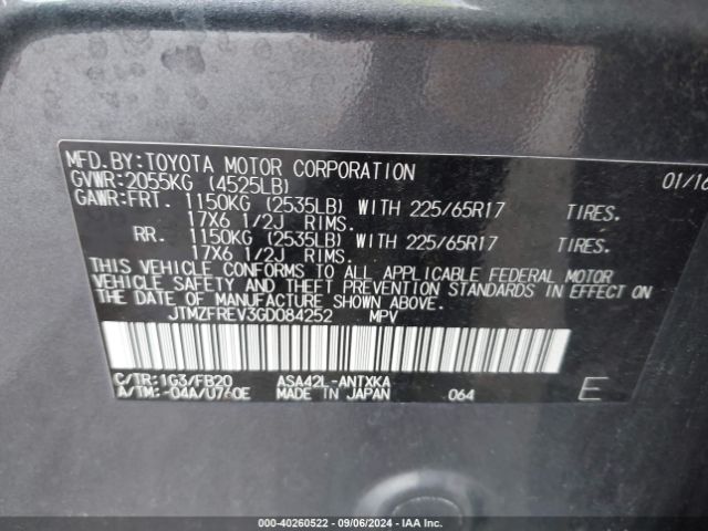 Photo 8 VIN: JTMZFREV3GD084252 - TOYOTA RAV4 