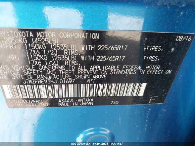 Photo 8 VIN: JTMZFREV3HJ101697 - TOYOTA RAV4 