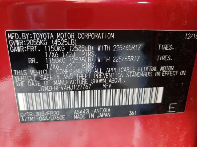 Photo 9 VIN: JTMZFREV4HJ122767 - TOYOTA RAV4 LE 