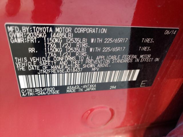 Photo 9 VIN: JTMZFREV6EJ018437 - TOYOTA RAV4 LE 