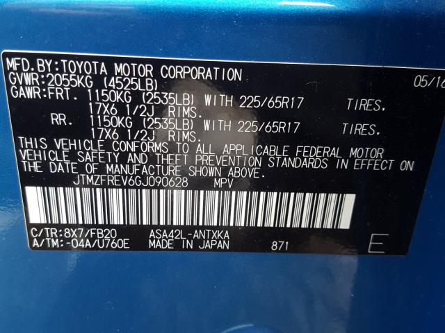 Photo 9 VIN: JTMZFREV6GJ090628 - TOYOTA RAV4 LE 