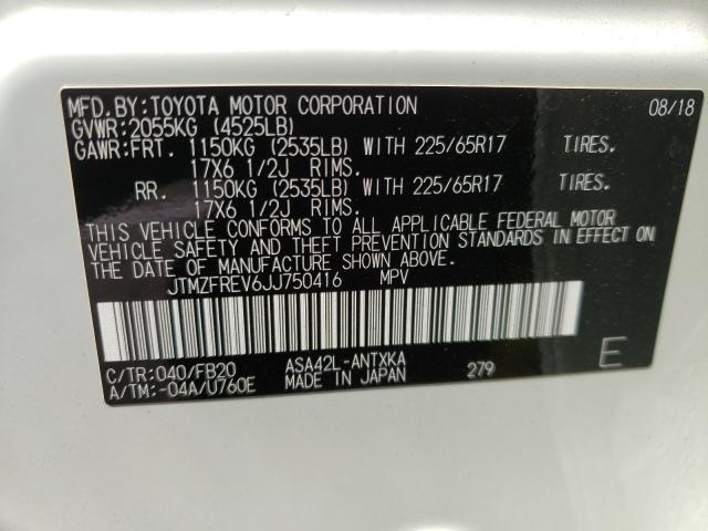 Photo 9 VIN: JTMZFREV6JJ750416 - TOYOTA RAV4 LE 