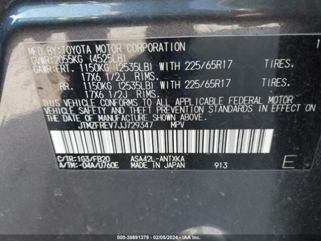 Photo 8 VIN: JTMZFREV7JJ729347 - TOYOTA RAV4 