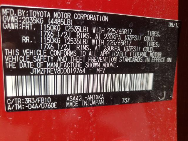 Photo 9 VIN: JTMZFREV8DD019764 - TOYOTA RAV4 LE 