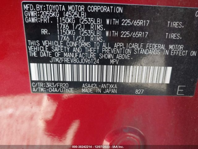 Photo 8 VIN: JTMZFREV8GJ096124 - TOYOTA RAV4 