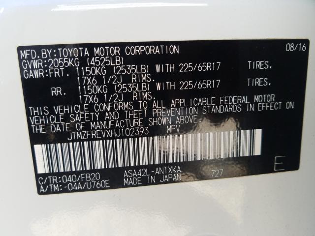 Photo 9 VIN: JTMZFREVXHJ102393 - TOYOTA RAV4 LE 