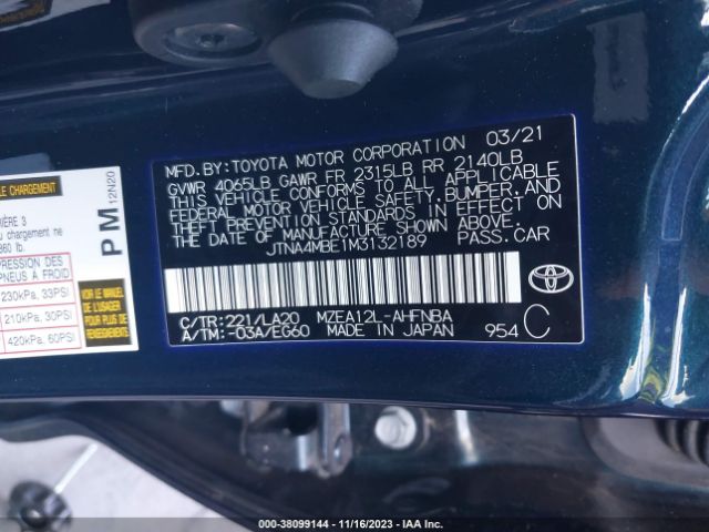 Photo 8 VIN: JTNA4MBE1M3132189 - TOYOTA COROLLA HATCHBACK 