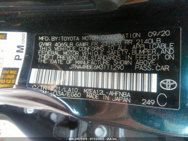 Photo 8 VIN: JTNA4MBE6M3111290 - TOYOTA COROLLA HATCHBACK 