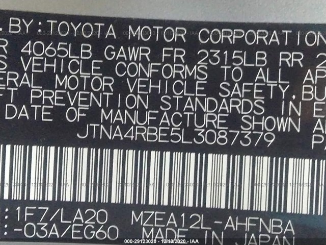 Photo 8 VIN: JTNA4RBE5L3087379 - TOYOTA COROLLA HATCHBACK 