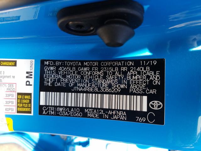 Photo 9 VIN: JTNA4RBE8L3086209 - TOYOTA COROLLA XS 