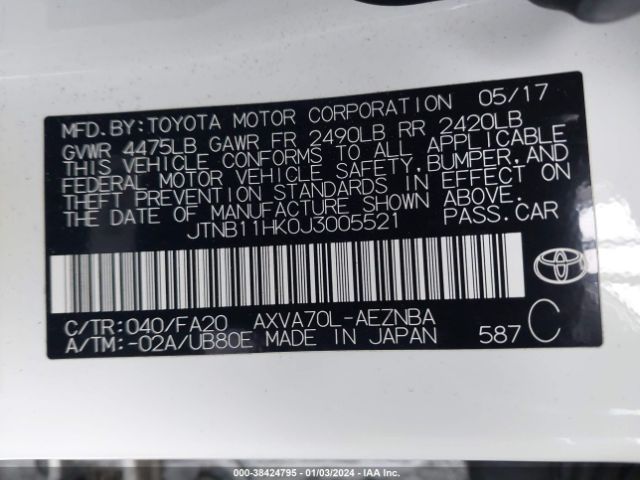 Photo 8 VIN: JTNB11HK0J3005521 - TOYOTA CAMRY 