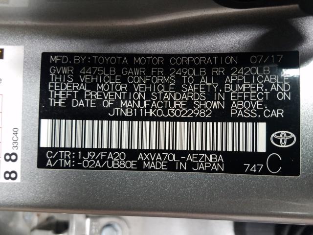 Photo 9 VIN: JTNB11HK0J3022982 - TOYOTA CAMRY L 