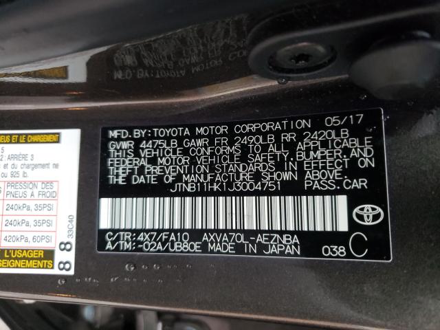 Photo 9 VIN: JTNB11HK1J3004751 - TOYOTA CAMRY L 