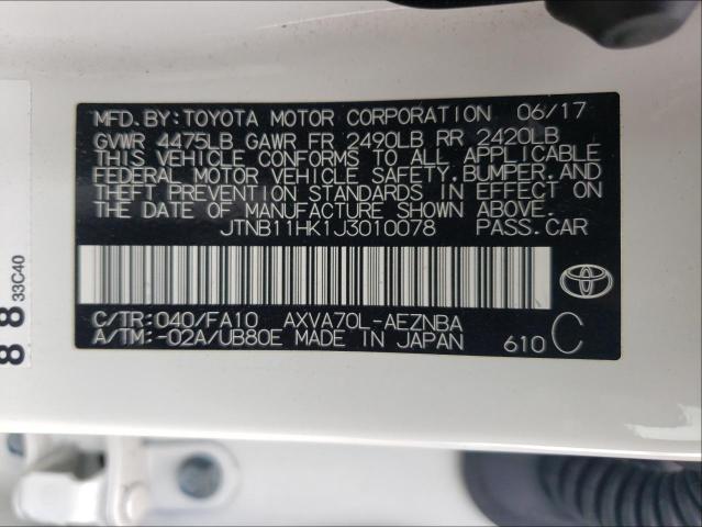 Photo 9 VIN: JTNB11HK1J3010078 - TOYOTA CAMRY L 