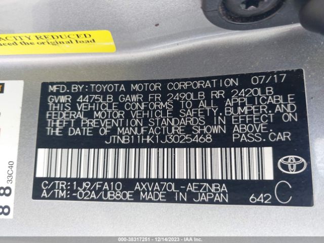 Photo 8 VIN: JTNB11HK1J3025468 - TOYOTA CAMRY 