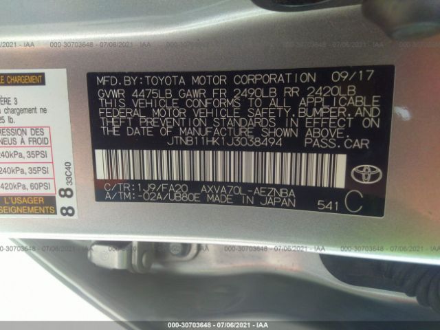 Photo 8 VIN: JTNB11HK1J3038494 - TOYOTA CAMRY 