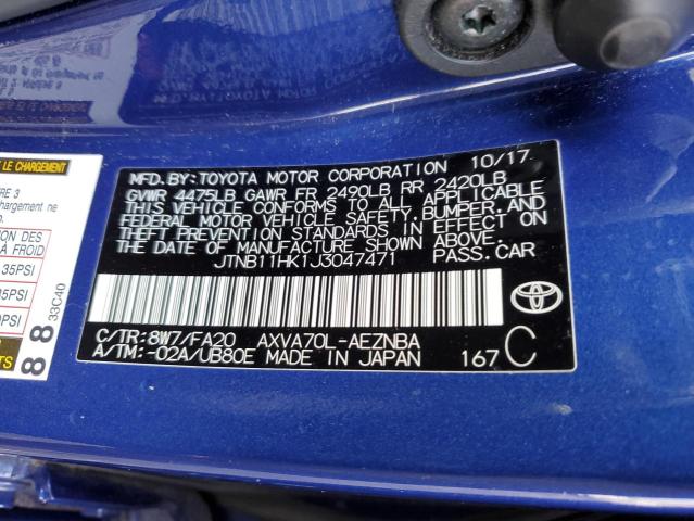 Photo 11 VIN: JTNB11HK1J3047471 - TOYOTA CAMRY L 