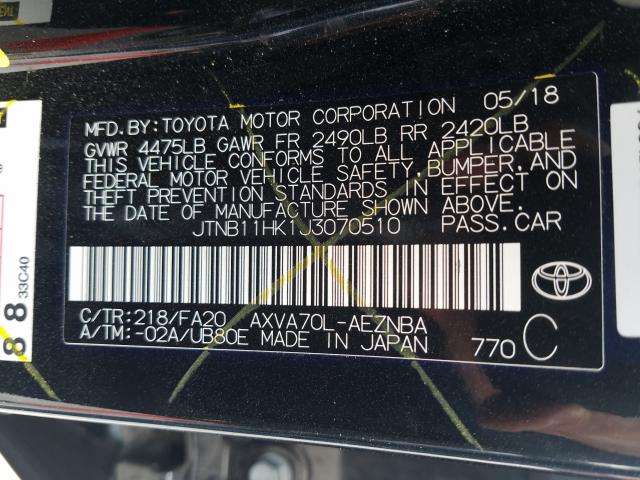 Photo 9 VIN: JTNB11HK1J3070510 - TOYOTA CAMRY LE 