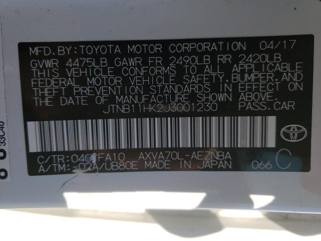 Photo 9 VIN: JTNB11HK2J3001230 - TOYOTA CAMRY L 