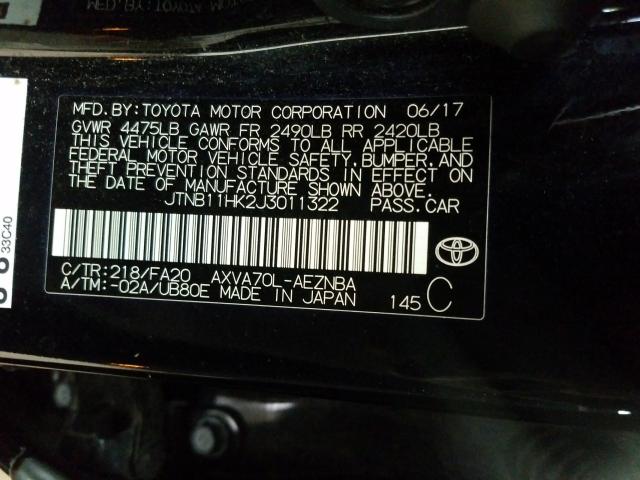 Photo 9 VIN: JTNB11HK2J3011322 - TOYOTA CAMRY L 