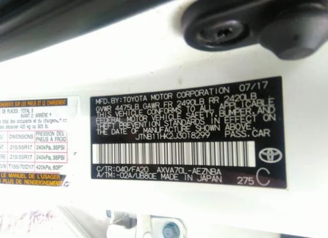 Photo 8 VIN: JTNB11HK2J3018299 - TOYOTA CAMRY 