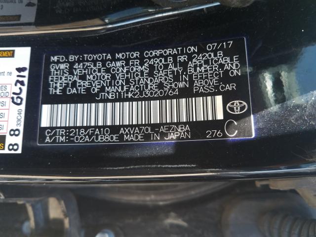 Photo 9 VIN: JTNB11HK2J3020764 - TOYOTA CAMRY L 