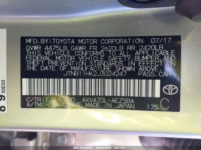 Photo 8 VIN: JTNB11HK2J3024247 - TOYOTA CAMRY 