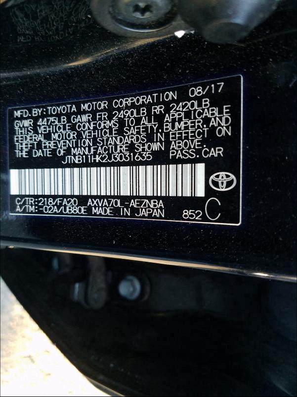 Photo 9 VIN: JTNB11HK2J3031635 - TOYOTA CAMRY L 