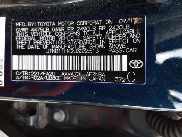 Photo 9 VIN: JTNB11HK2J3036513 - TOYOTA CAMRY L 