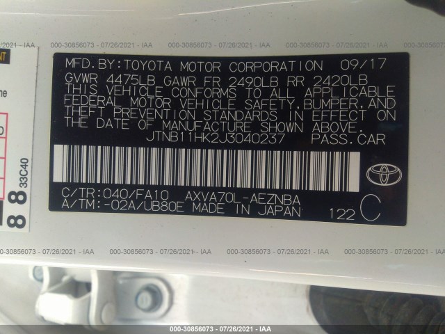 Photo 8 VIN: JTNB11HK2J3040237 - TOYOTA CAMRY 