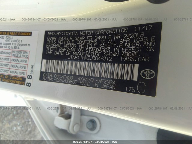 Photo 8 VIN: JTNB11HK2J3049312 - TOYOTA CAMRY 