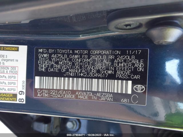 Photo 8 VIN: JTNB11HK2J3049617 - TOYOTA CAMRY 