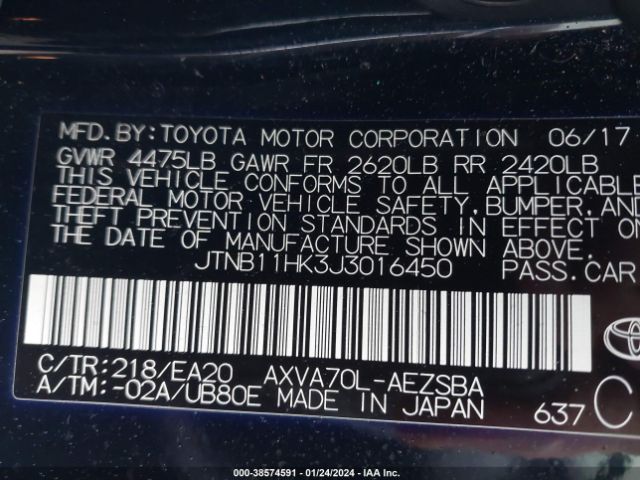 Photo 8 VIN: JTNB11HK3J3016450 - TOYOTA CAMRY 