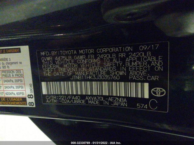 Photo 8 VIN: JTNB11HK3J3035760 - TOYOTA CAMRY 