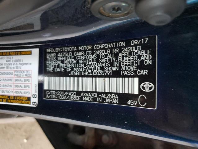 Photo 12 VIN: JTNB11HK3J3035791 - TOYOTA CAMRY L 